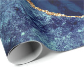 Blue Gold Glitzer Monogram Name Wrapping Paper Geschenkpapier (Rolleneckpunkt)