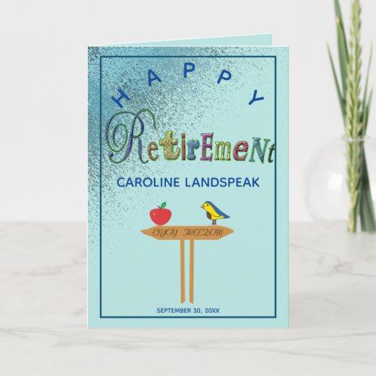 Blue Gold Glitzer Rain Happy Rentiment Card Karte (Vorderseite)
