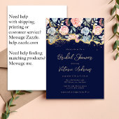 Blue Gold Glitzer Rose Blumenstrauß Brautparty Einladung