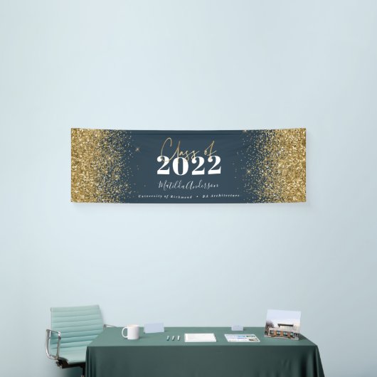 Blue Gold Glitzer Skriptklasse des Abschlusses  Banner (Messeveranstaltung)
