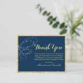 Blue Gold Glitzer Snowflake Dankeschön Karte (Stehend Vorderseite)