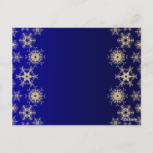 Blue, Gold Glitzer Snowflakes Tischnummer Card (Rückseite)