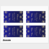 Blue, Gold Glitzer Snowflakes Weinetikett Rechteckiger Aufkleber (Blatt)