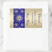 Blue, Gold Glitzer Snowflakes Weinetikett Rechteckiger Aufkleber (Tasche)
