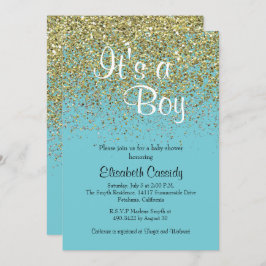Blue & Gold Glitzer Sprinkle Baby Dusche laden Einladung