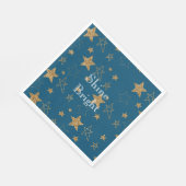 Blue Gold Glitzer Stars Serviette (Ecke)