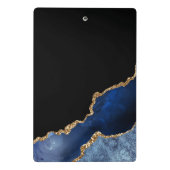 Blue Gold Glitzern Agate Geode Monogram Mini Klemmbrett (Rückseite)