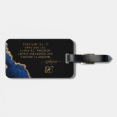 Blue Gold Glitzern Agate Geode Monogram Notebook Gepäckanhänger (Rückseite horizontal)