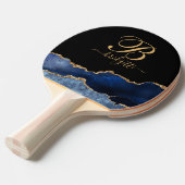 Blue Gold Glitzern Agate Geode Monogram Tischtennis Schläger (Vorderseite)