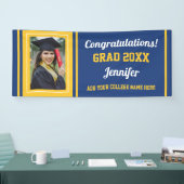 Blue Gold Glückwunschs Grad Custom Foto Abschluss Banner (Messe)