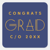 Blue Gold Grad Typography Graduation Sticker (Vorderseite)