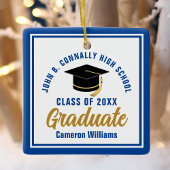 Blue Gold Graduate 2025 Personalisierte Weihnachte Keramikornament