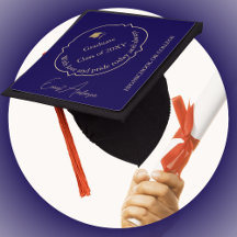 Blue Gold Graduate Elegant Trendy Modern