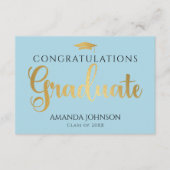 Blue Gold Graduate Words of Wisdom Abschluss Begleitkarte (Vorderseite)