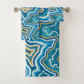 Blue Gold Graphic Agate Badhandtuch Set (Insitu)