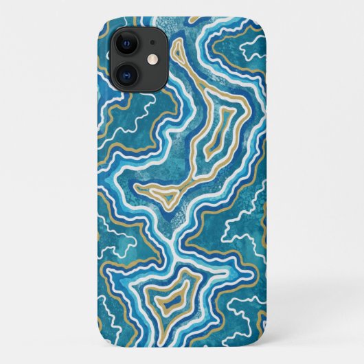 Blue Gold Graphic Agate Case-Mate iPhone Hülle (Rückseite)