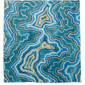 Blue Gold Graphic Agate Duschvorhang (Vorderseite)