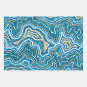 Blue Gold Graphic Agate Geschenkpapier Set (Vorderseite 3)