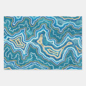 Blue Gold Graphic Agate Geschenkpapier Set (Vorderseite 2)