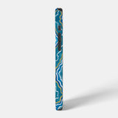 Blue Gold Graphic Agate iPhone Hülle (Linke Seite)