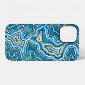 Blue Gold Graphic Agate iPhone Hülle (Rückseite (Horizontal))