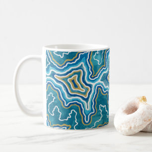 Blue Gold Graphic Agate Kaffeetasse
