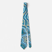 Blue Gold Graphic Agate Krawatte (Vorderseite)