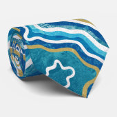 Blue Gold Graphic Agate Krawatte (Gerollt)