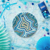 Blue Gold Graphic Agate Pappteller (Party)