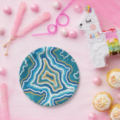 Blue Gold Graphic Agate Pappteller (Party)
