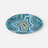 Blue Gold Graphic Agate Pappteller (Schrägansicht)
