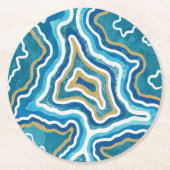 Blue Gold Graphic Agate Runder Pappuntersetzer (Vorderseite)