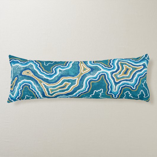 Blue Gold Graphic Agate Seitenschläferkissen (Vorderseite)