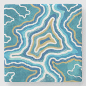 Blue Gold Graphic Agate Steinuntersetzer (Vorderseite)