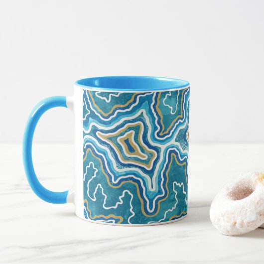Blue Gold Graphic Agate Tasse (Mit Donut)