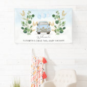Blue Gold Green Drive by Baby Dusche Willkommen Banner (Insitu)