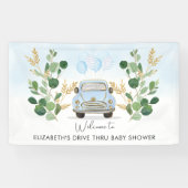 Blue Gold Green Drive by Baby Dusche Willkommen Banner (Horizontal)