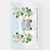 Blue Gold Green Drive by Baby Dusche Willkommen Banner (Vertikal)