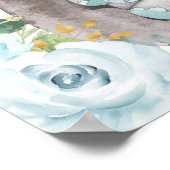 Blue Gold Greenery Elephant Wild One Baby Willkomm Poster (Ecke)