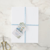 Blue Gold Greenery Safari Wild Animals Baby Shower Geschenkanhänger (Mit Garn)