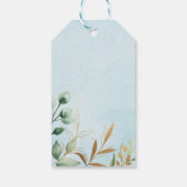 Blue Gold Greenery Safari Wild Animals Baby Shower Geschenkanhänger (Rückseite)