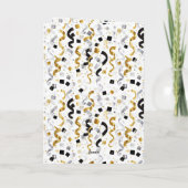 Blue Gold Grey Stripes Christmas Celebration Karte (Rückseite)