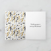 Blue Gold Grey Stripes Christmas Celebration Karte (Innenseite)