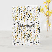 Blue Gold Grey Stripes Christmas Celebration Karte (Gelbe Blume)