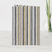 Blue Gold Grey Stripes Christmas Celebration Karte (Rückseite)
