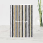 Blue Gold Grey Stripes Christmas Celebration Karte (Vorderseite)