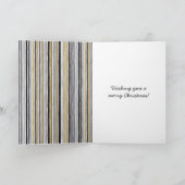 Blue Gold Grey Stripes Christmas Celebration Karte (Innenseite)