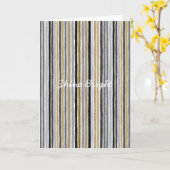 Blue Gold Grey Stripes Christmas Celebration Karte (Gelbe Blume)