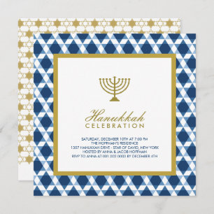 Blue Gold Hanukkah Star des Party von David Menora Einladung