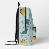 Blue Gold Happy Dinosaurs Boho Pattern Bedruckter Rucksack (Links)